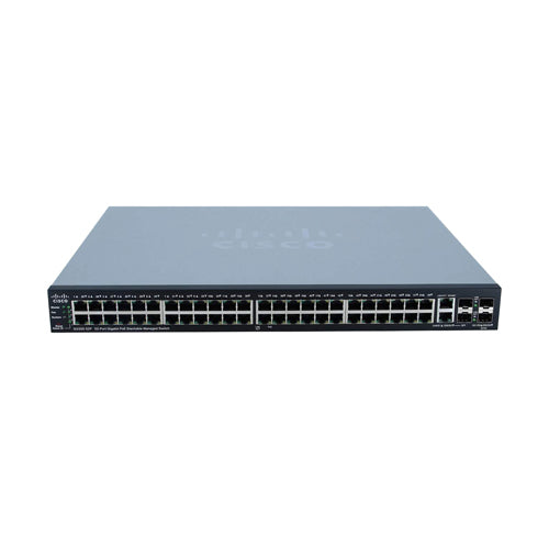 SG500-52P-K9-G5-RF Cisco 500 SG500-52P 48 x Ports PoE+ 10/100/1000Base-T + 2 x Ports Combo SFP + 2 x Ports SFP Layer 3 Managed Stackable Gigabit Ethernet Network Switch