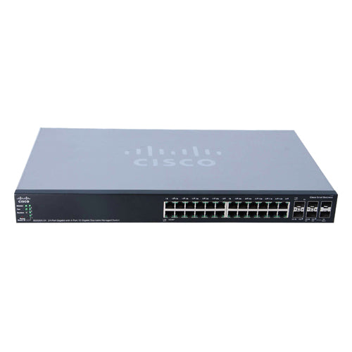SG500X-24-K9-NA-RF Cisco Small Business 500 Series SG500X-24 24 x RJ-45 Ports 10/100/1000Base-T + 4 x SFP Ports+ Layer 3 Managed Rack-Mountable Gigabit Ethernet Network Switch