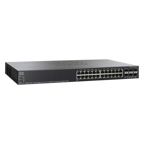 SG500X-24P-K9NA-RF Cisco Small Business 500 Series SG500X-24P 24 x RJ-45 Ports PoE+ 10/100/1000Base-T + 4 x SFP+ Ports Layer 3 Managed Stackable Rack-mountable Gigabit Ethernet Network Switch