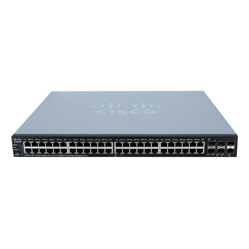 SG500X-48P-K9G5-RF Cisco Small Business 500 Series SG500X-48 48 x RJ-45 Ports 10/100/1000Base-T + 2 x SFP+ Ports + 2 x Combo 5G SFP Ports Layer 3 Managed Gigabit Ethernet Stackable Network Switch
