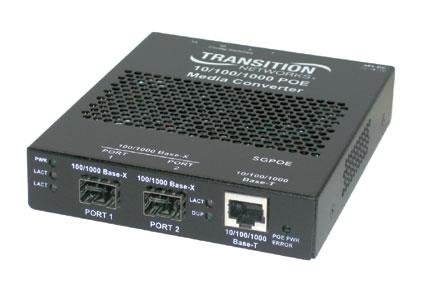 SGPOE1013-100 Transition 10/100/1000Base-T (RJ-45) to 1000Base-SX 850 NM Multi-Mode (SC) Power Over Ethernet PSE Stand-Alone Media Converter