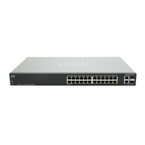 SLM2024T-EU-RF Cisco 200 SG200-26P 24 x Ports 10/100/1000Base-T + 2 x Ports Combo SFP (mini-GIBIC) 1U Rack-Mountable Gigabit Ethernet Smart Network Switch