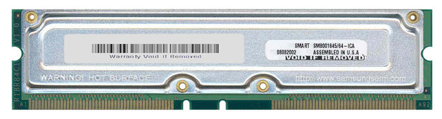 SM8001645/64 Smart Modular 64MB RDRAM PC800 800MHz non-ECC Unbuffered 45ns 184-Pin Rambus RIMM Memory Module