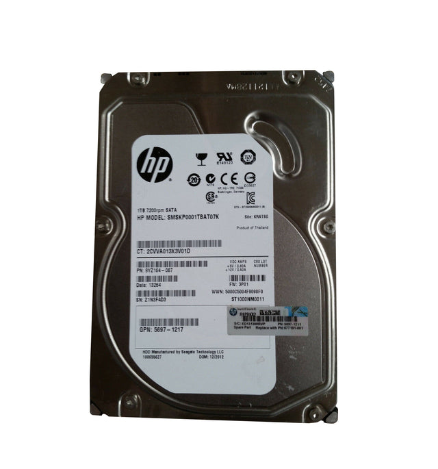SMSKP0001TBAT07K - HP 1TB 7200RPM SATA 3GB/s Hot-Pluggable NCQ Midline 3.5-inch Hard Drive