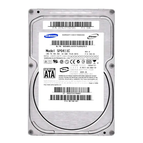 SPO411C HP 40GB 7200RPM SATA 1.5Gb/s 8MB Cache 3.5-Inch Hard Drive