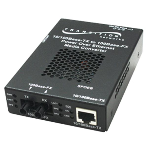 SPOEB1014-100-NA Transition 10/100Base-TX (RJ-45) to 100Base-FX 1310 NM Single-Mode 20 Kilometers/12.4 Miles for 10/100 Power Over Ethernet Stand-Alone Media Converter