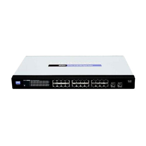 SR2024 Cisco 24 x Ports 10/100/1000Base-T + 2 x SFP mini-GBIC Ports Layer 2 Unmanaged 1U Rack-Mountable Gigabit Ethernet Network Switch