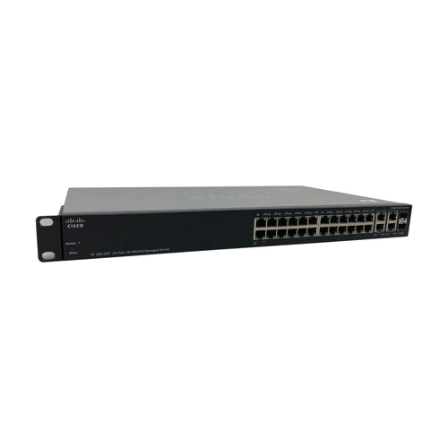 SRW224G4P-K9-JP Cisco Small Business 300 Series SF300-24P 24 x Ports PoE 10/100Base-TX + 2 x GE RJ-45 Ports + 2 x Combo SFP mini-GBIC Ports Layer 3 Managed 1U Rack-Mountable Gigabit Ethernet Netwok Switch