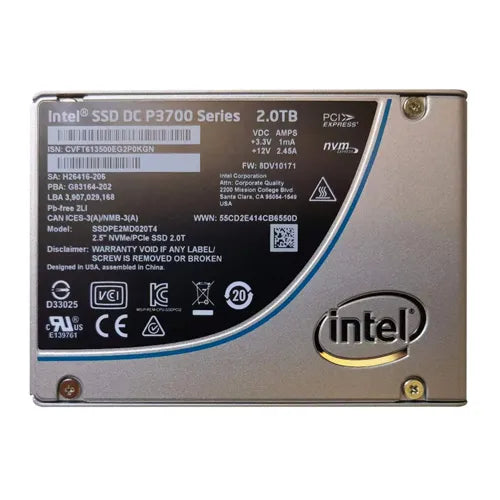 SSDPE2MD020T4 Intel DC P3700 2TB Multi-Level Cell PCI Express 3.0 x4 U.2 2.5-Inch Solid State Drive