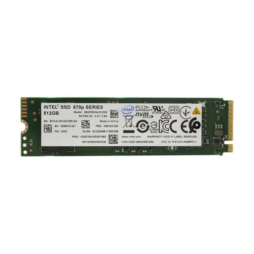 SSDPEKNU512GZX1 Intel 670p Series 512GB Quad-Level Cell PCI Express NVMe 3.0 x4 M.2 2280 Solid State Drive