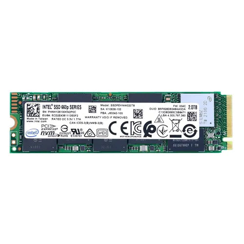 SSDPEKNW020T8 Intel 660P 2TB Quad-Level Cell PCI Express 3.0 x4 M.2 Solid State Drive