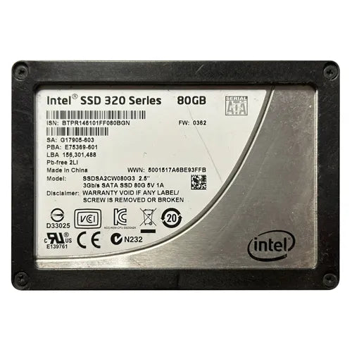 SSDSA2CW080G310 Intel 320 80GB Multi-Level Cell SATA 3Gb/s 2.5-Inch Solid State Drive
