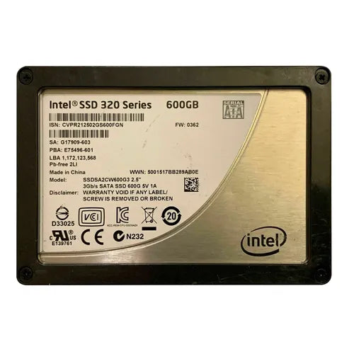 SSDSA2CW600G310 Intel 320 600GB Multi-Level Cell SATA 3Gb/s 2.5-Inch Solid State Drive