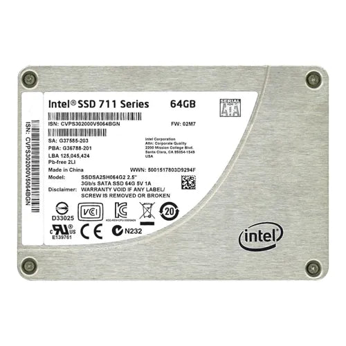 SSDSA2SH064G2 Intel 711 64GB Single-Level Cell SATA 3Gb/s 2.5-Inch Solid State Drive
