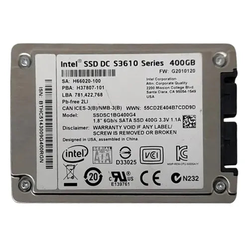 SSDSC1BG400G401 Intel DC S3610 400GB Multi-Level Cell SATA 6Gb/s 1.8-Inch Solid State Drive