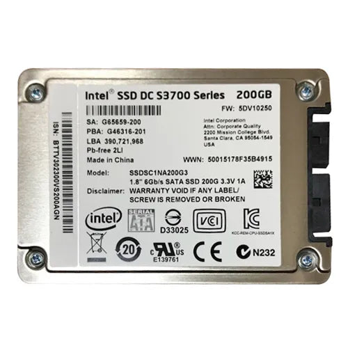 SSDSC1NA200G3 Intel DC S3700 200GB Multi-Level Cell SATA 6Gb/s 1.8-Inch Solid State Drive