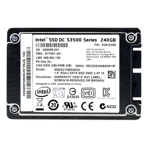 SSDSC1NB240G401 Intel DC S3500 240GB Multi-Level Cell SATA 6Gb/s 1.8-Inch Solid State Drive