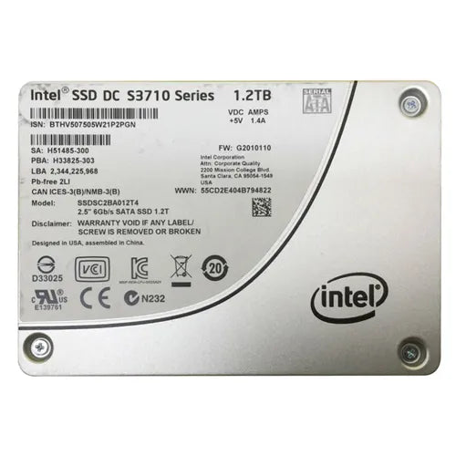 SSDSC2BA012T401 Intel S3710 1.2TB Multi-Level Cell SATA 6Gb/s 2.5-Inch Solid State Drive