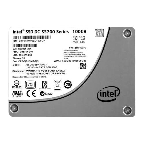 SSDSC2BA100G3ES Intel DC S3700 100GB Multi-Level Cell SATA 6Gb/s 2.5-Inch Solid State Drive