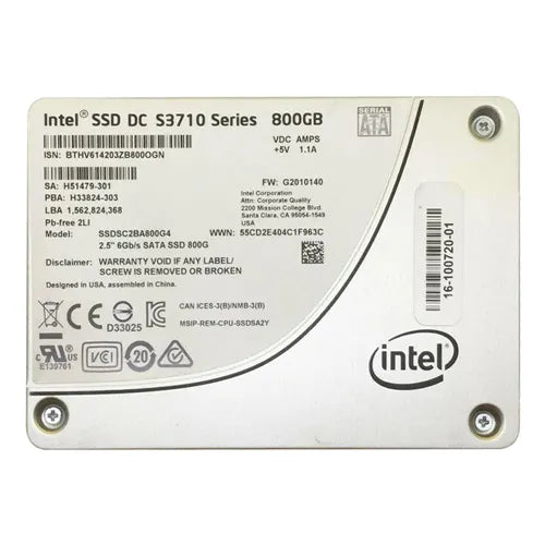 SSDSC2BA800G4 Intel S3710 800GB Multi-Level Cell SATA 6Gb/s 2.5-Inch Solid State Drive