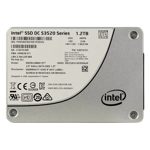 SSDSC2BB012T7 Intel S3520 1.2TB Multi-Level Cell SATA 6Gb/s 2.5-Inch Solid State Drive