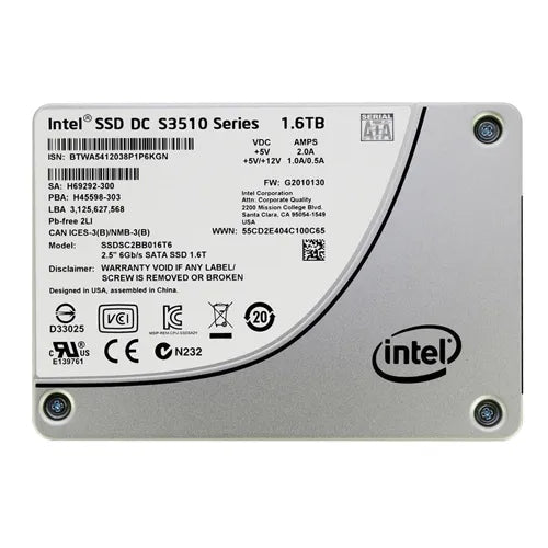 SSDSC2BB016T6 Intel DC S3510 1.6TB Multi-Level Cell SATA 6Gb/s 2.5-Inch Solid State Drive