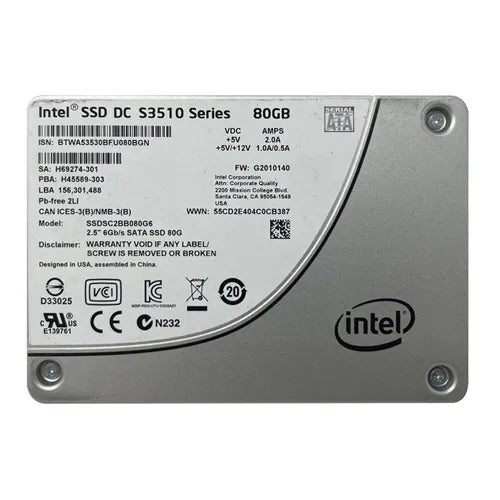 SSDSC2BB080G6 Intel DC S3510 80GB Multi-Level Cell SATA 6Gb/s 2.5-Inch Solid State Drive