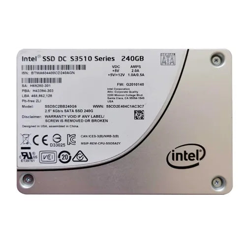 SSDSC2BB240G601 Intel DC S3510 240GB Multi-Level Cell SATA 6Gb/s 2.5-Inch Solid State Drive