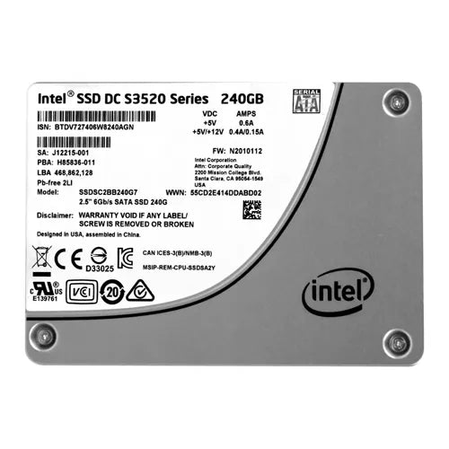SSDSC2BB240G7 Intel S3520 240GB Multi-Level Cell SATA 6Gb/s 2.5-Inch Solid State Drive
