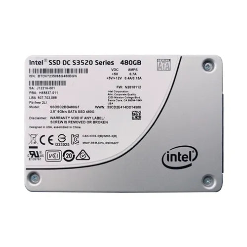 SSDSC2BB480G7 Intel S3520 480GB Multi-Level Cell SATA 6Gb/s 2.5-Inch Solid State Drive