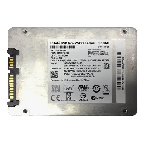 SSDSC2BF120A5 Intel Pro 2500 Series 120GB Multi-Level Cell SATA 6Gb/s 2.5-Inch Solid State Drives
