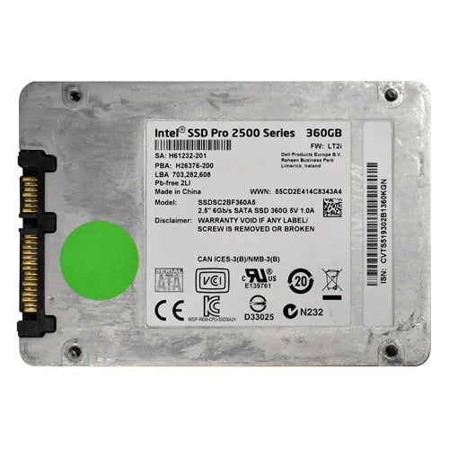 SSDSC2BF360A5 Intel Pro-Level 2500 360GB Multi-Level Cell SATA 6Gb/s 2.5-Inch Solid State Drive