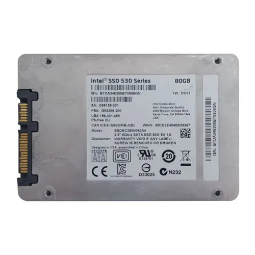 SSDSC2BW080A401 Intel 530 80GB Multi-Level Cell SATA 6Gb/s NAND Flash 2.5-Inch Solid State Drive