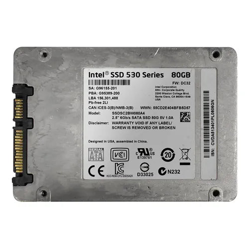 SSDSC2BW080A4K5 Intel 530 80GB Multi-Level Cell SATA 6Gb/s NAND Flash 2.5-Inch Solid State Drive