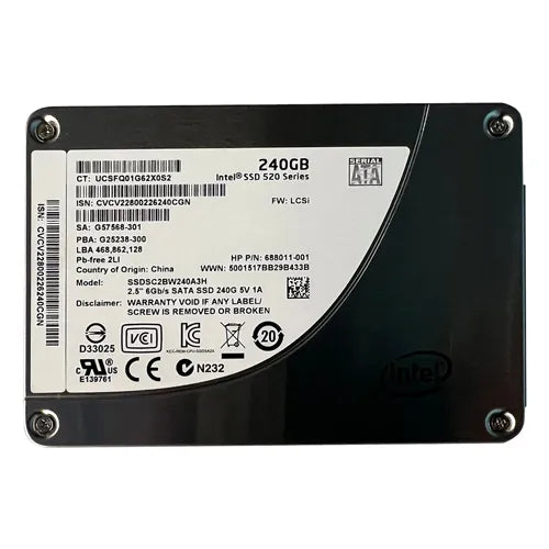 SSDSC2BW240A3H Intel 520 240GB Multi-Level Cell SATA 6Gb/s 2.5-Inch Solid State Drive