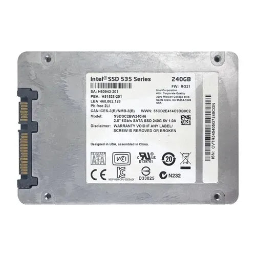 SSDSC2BW240H6R5 Intel 535 240GB Multi-Level Cell SATA 6Gb/s 2.5-Inch Solid State Drive