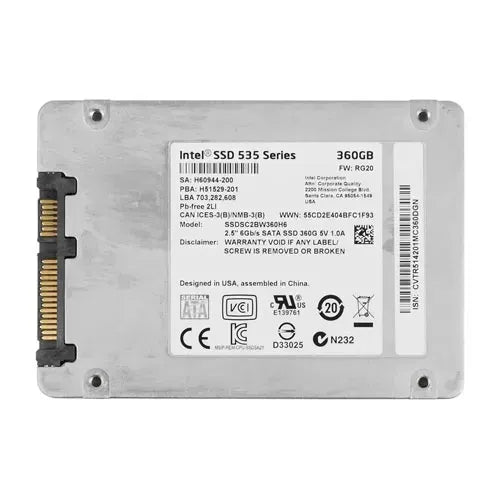 SSDSC2BW360H6R5 Intel 535 360GB Multi-Level Cell SATA 6Gb/s 2.5-Inch Solid State Drive