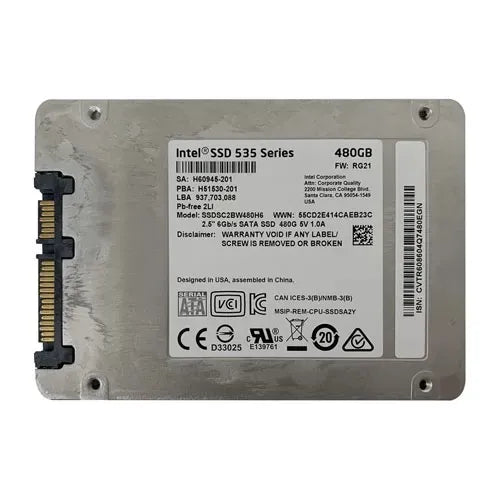 SSDSC2BW480H6 Intel 535 480GB Multi-Level-Cell SATA 6Gb/s 2.5-Inch Solid State Drive