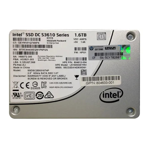 SSDSC2BX016T4P Intel DC S3610 1.6TB Multi-Level Cell SATA 6Gb/s 2.5-Inch Solid State Drive