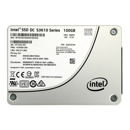 SSDSC2BX100G4 Intel DC S3610 100GB Multi-Level Cell SATA 6Gb/s 2.5-Inch Solid State Drive
