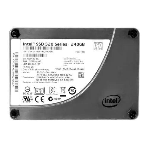 SSDSC2CW240A310 Intel 520 Series 240GB Multi-Level Cell SATA 6Gb/s 2.5-inch Solid State Drive