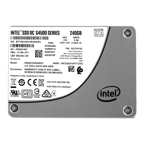 SSDSC2KB240G701 Intel DC S4500 240GB Triple-Level Cell SATA 6Gb/s 2.5-Inch Solid State Drive