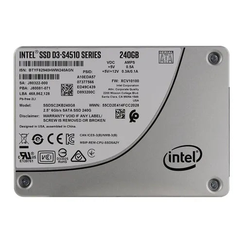 SSDSC2KB240G8 Intel D3 S4510 240GB Triple-Level Cell SATA 6Gb/s 2.5-Inch Solid State Drive