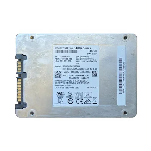 SSDSC2KF180H6X1 Intel Pro 5400s 180GB Triple-Level Cell SATA 6Gb/s 2.5-Inch Solid State Drive