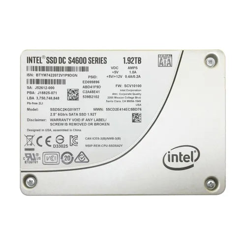 SSDSC2KG019T7 Intel DC S4600 1.9TB Triple-Level Cell SATA 6Gb/s 2.5-Inch Solid State Drive