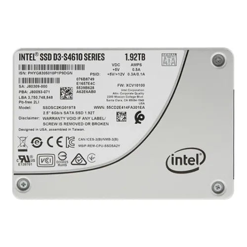 SSDSC2KG019T801 Intel D3 S4610 1.92TB Triple-Level Cell SATA 6Gb/s 2.5-Inch Solid State Drive