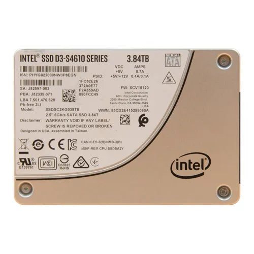 SSDSC2KG038T8 Intel D3 S4610 3.84TB Triple-Level Cell SATA 6Gb/s 2.5-Inch Solid State Drive