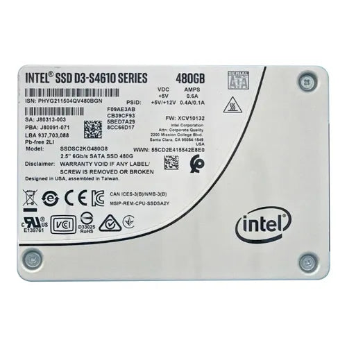 SSDSC2KG480G801 Intel D3 S4610 480GB Triple-Level Cell SATA 6Gb/s 2.5-Inch Solid State Drive