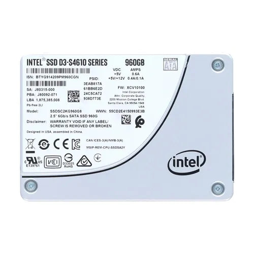 SSDSC2KG960G8 Intel D3 S4610 960GB Triple-Level Cell SATA 6Gb/s 2.5-Inch Solid State Drive