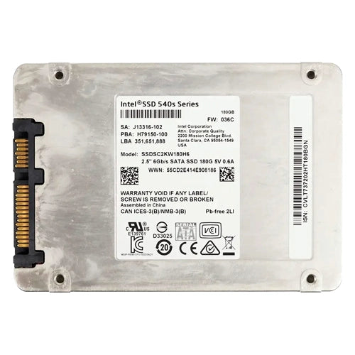 SSDSC2KW180H6 Intel 540s Series 180GB Triple-Level Cell SATA 6Gb/s 2.5-inch Solid State Drive